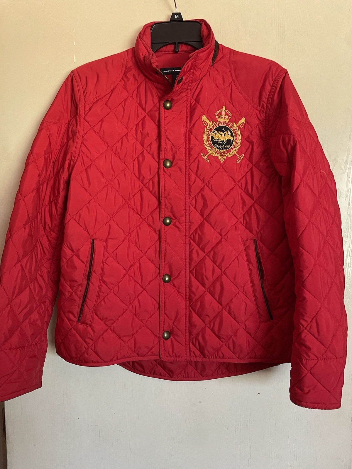 Ralph Lauren Sport ROSSO trapuntato polo pony giacca cappotto donna L