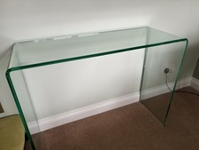 Crystal Clear Glass Console Table Bent Curved Edge for Home Hallway Dining Room