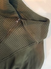 Aerie Down To Earth Oversized Quarter Zip Sweatshirt Womens Small Olive Green