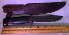 Vintage Marbles Hunting Knife Gladstone, MI, USA Bakelite Knob Sheath As-Is