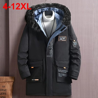12XL Plus Size Parkas Winter Padded Jackets Thicken Warm Coat Fur Collar Parkas