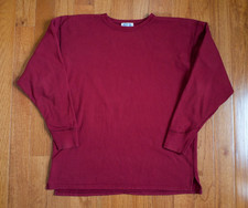 VELVA SHEEN Burgundy Red Cotton Big Sweat Tee Oversized Sweatshirt MADE IN USA