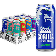 Gorilla Energy Drink, Variety Pack, 200mg Natural Caffeine, Real Fruit 12 pack