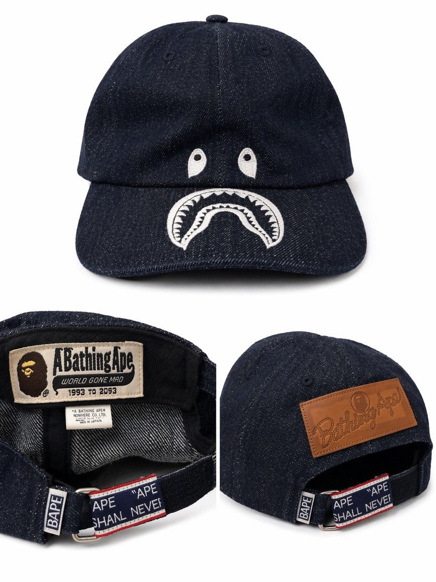 A Bathing Ape BAPE Denim Blue Shark Embroidery Men's Cap