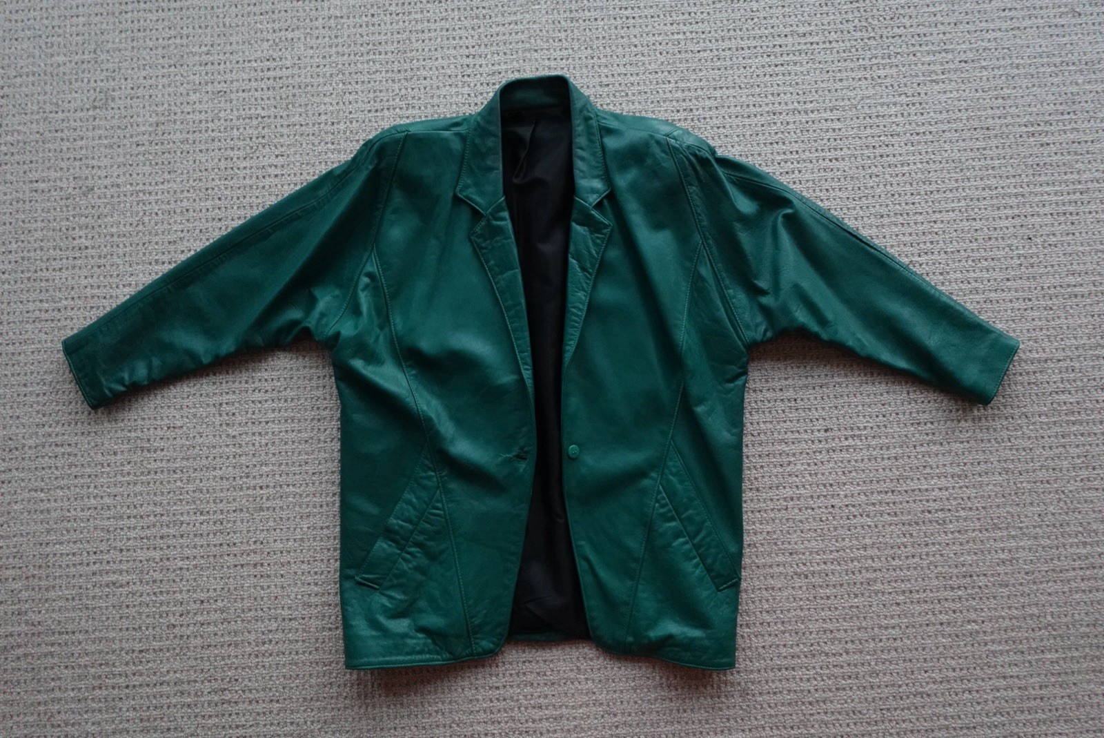 Rare Women’s Firenze Emerald Green Leather Blazer Vintage Made in USA image 2