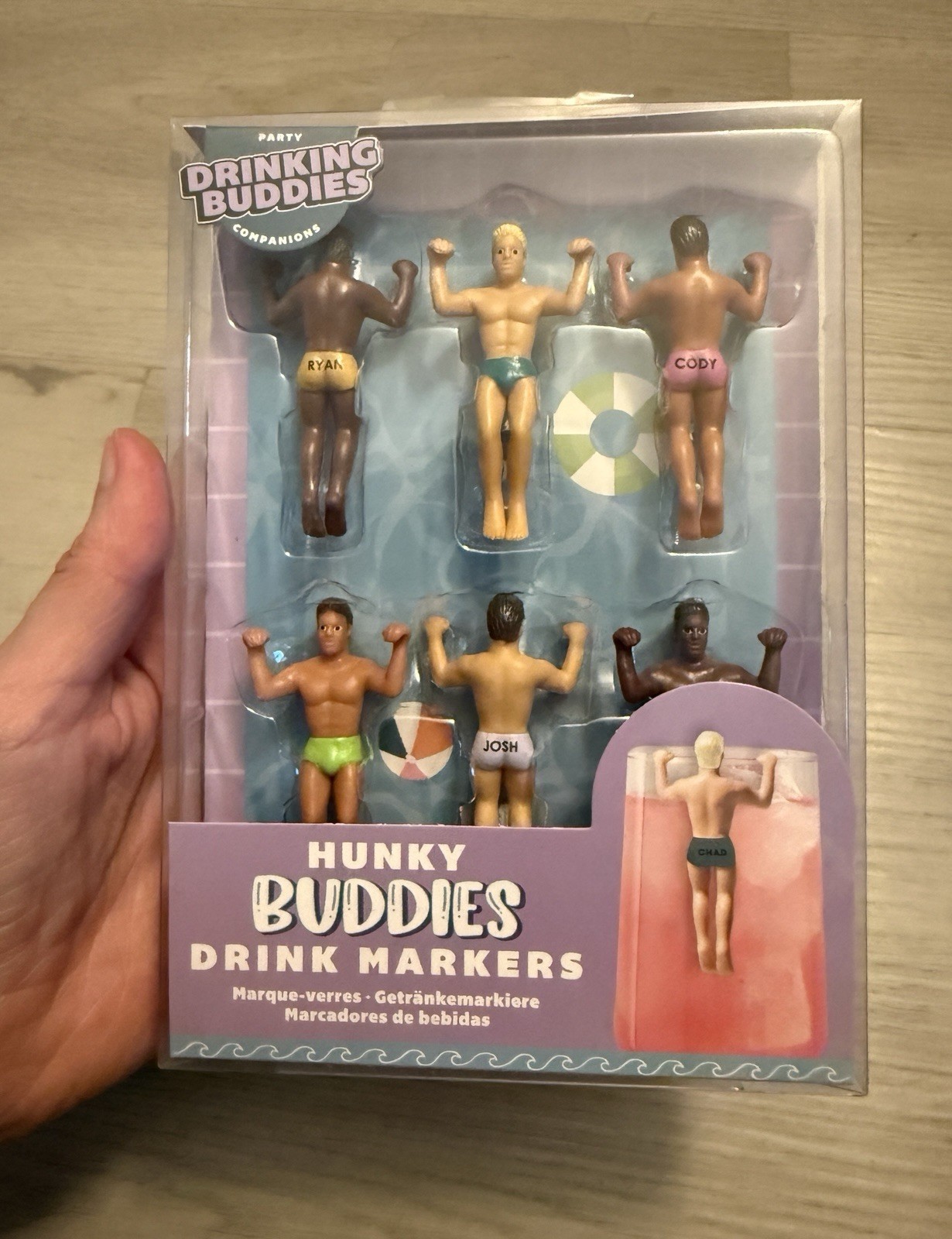 Drinking Hunky Buddies Hanging Men Set Of 6 Cocktail Party