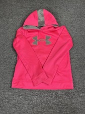 UA Under Armour Big Logo Loose Gear Hoodie Youth Large Pink Hooded Sweatshirt