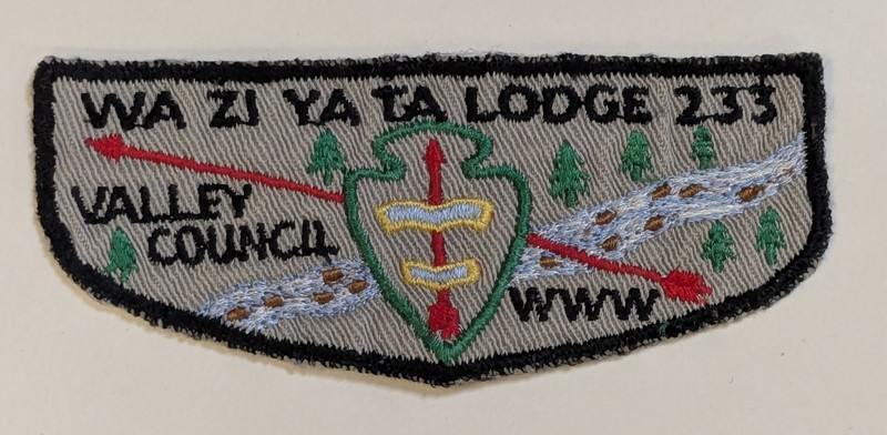 Wa Zi Ya Ta - OA Lodge 233 - F1 Flap - Valley Council - It's Used, But Rare - WI