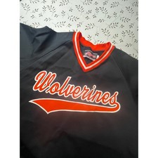 Vintage Ripon Wolverines Baseball Jersey Mens Large Black Red Number 7 USA Made
