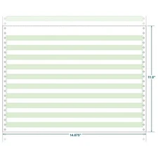 14-7/8" x 11" (W x H) Continuous 18# Computer Paper, 1/2" Green Bar (Carton of