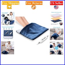 King Size Electric Foot Warmer Heating Pad - Ultra Soft Flannel, Blue