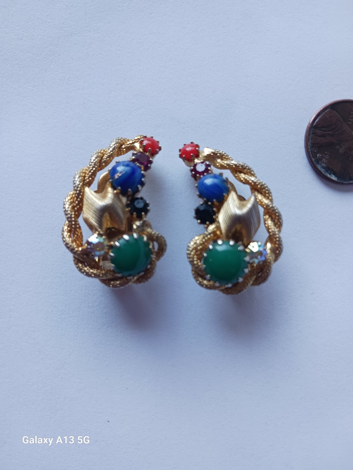 Vintsge Designer HOBE Earrings Multicolor Gemston… - image 2