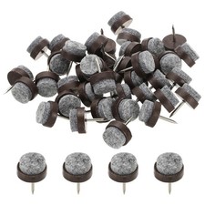 40 Pcs 17 mm Nail-on Felt Pads, Round Felt Furniture Sliders Pads, Brown