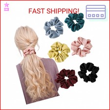 6 Pieces Satin Silk Scrunchies for Hair, Women Girls Hair Elastic Bands Ponytail