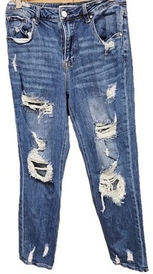RISEN Jeans Distressed Skinny Mid-Rise Raw Hem Y2K Women s Size 7/28