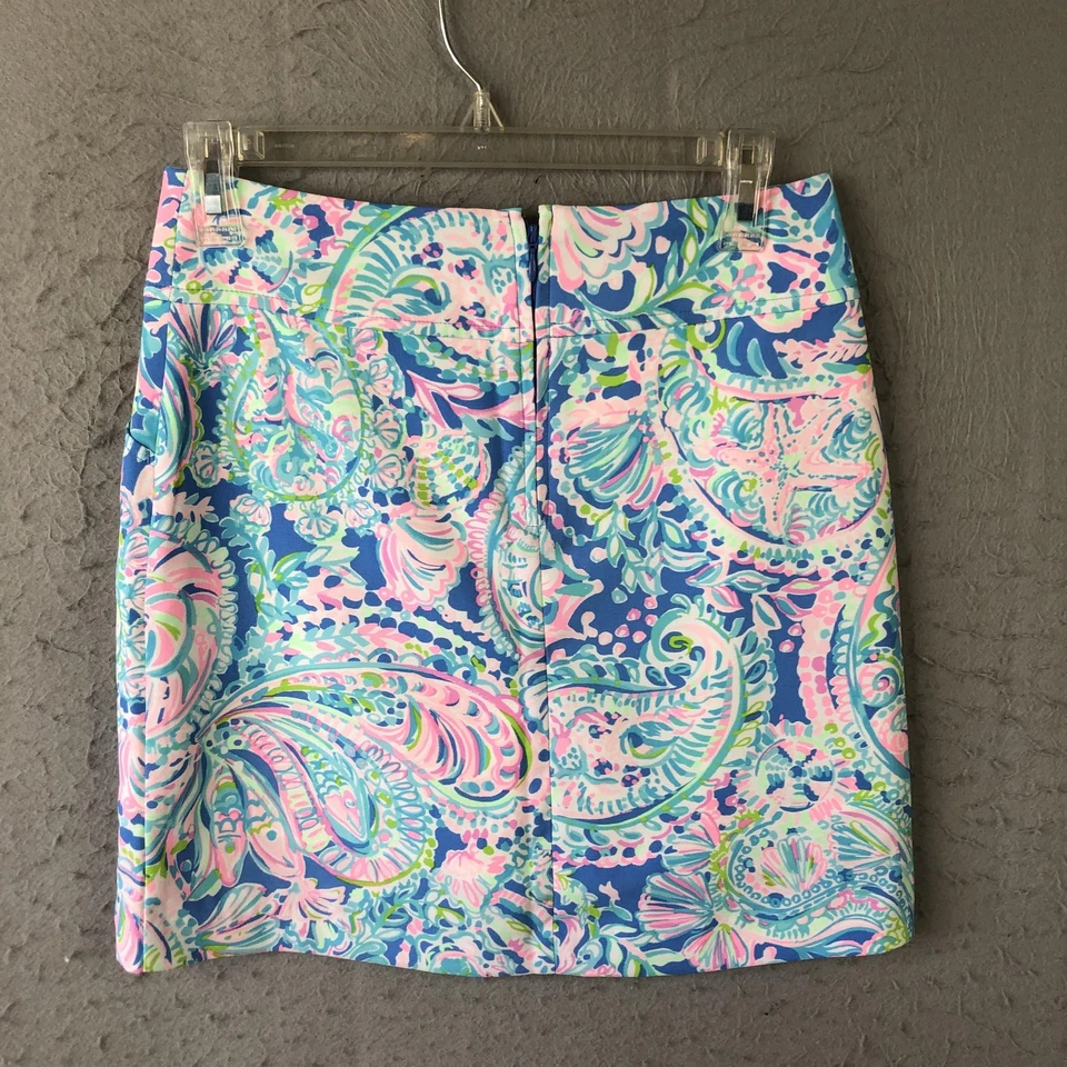 Falda Lilly Pulitzer Mujer 0 Azul Rosa Verde Cachemira Forrada Elastizada Mini Bolsillos Foto 2 de 4