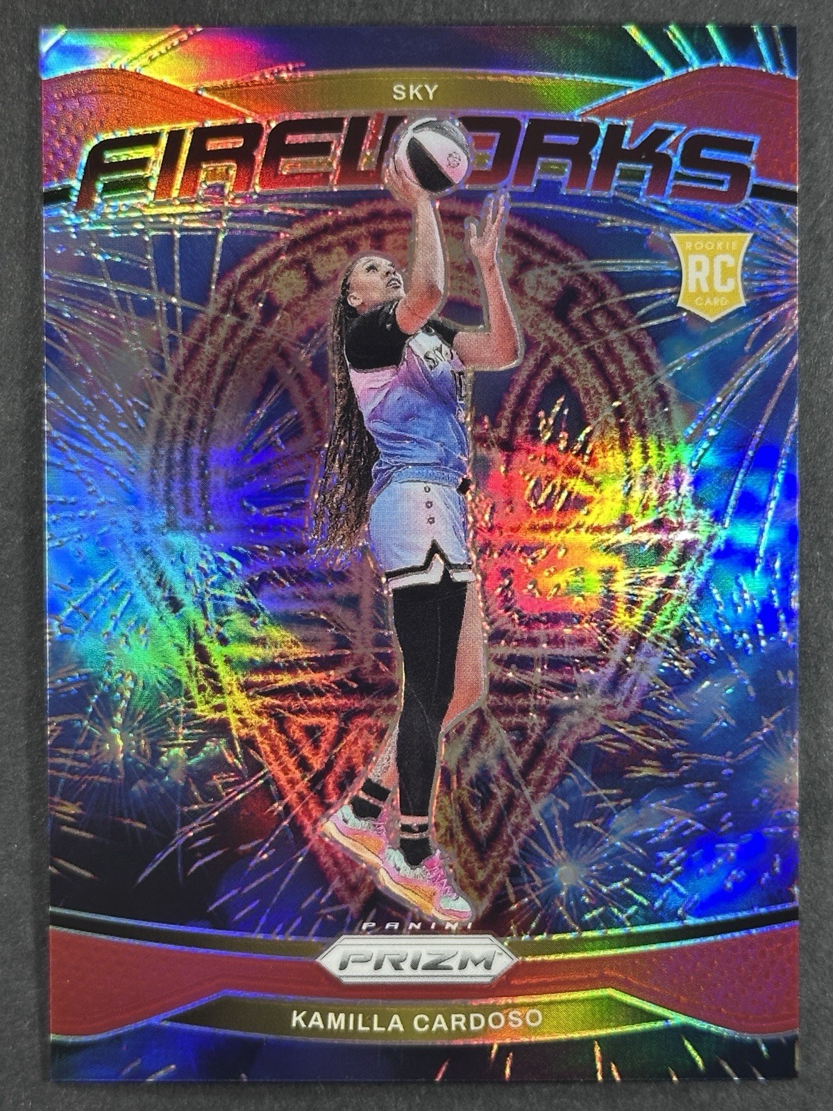 2024 Panini Prizm WNBA Kamilla Cardoso Fireworks Red Prizm /99 RC