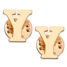 Letter Lapel Pins, 2 Pcs Initial Alphabet Collar Pins, Gold Tone, Letter Y