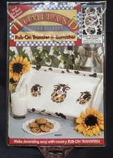 Homeland Collection Rub-On Transfer  Burnisher Cow Heads  Sunflowers