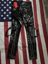 Gothic Schwarz Tripp Hose Bondage Punk Rock Hose Bundweite 26 Neu Mit Etikett