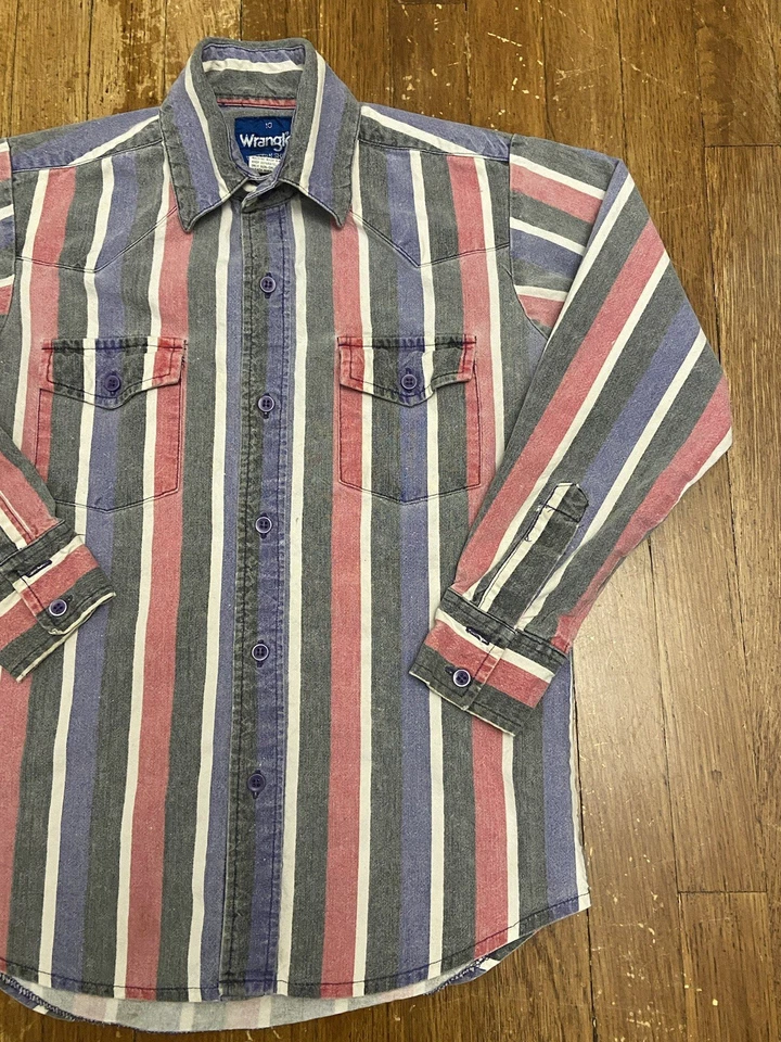 Vintage Wrangler Brushpopper Multicolor Button Up Shirt Youth Size 10 - Image 4 of 4