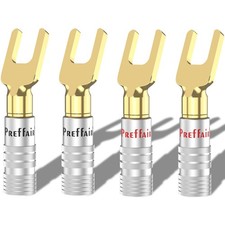 Preffair 24k Gold Plated Y Spade Plug 13-18 AWG Gauge Size 4mm Speakers Ampli...