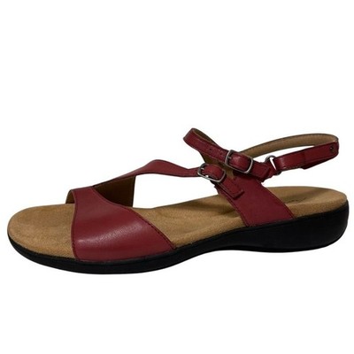 Trotters Womens Riva Red Sandals 11 Strappy Open Toe Hook Loop Adjust T2016-601