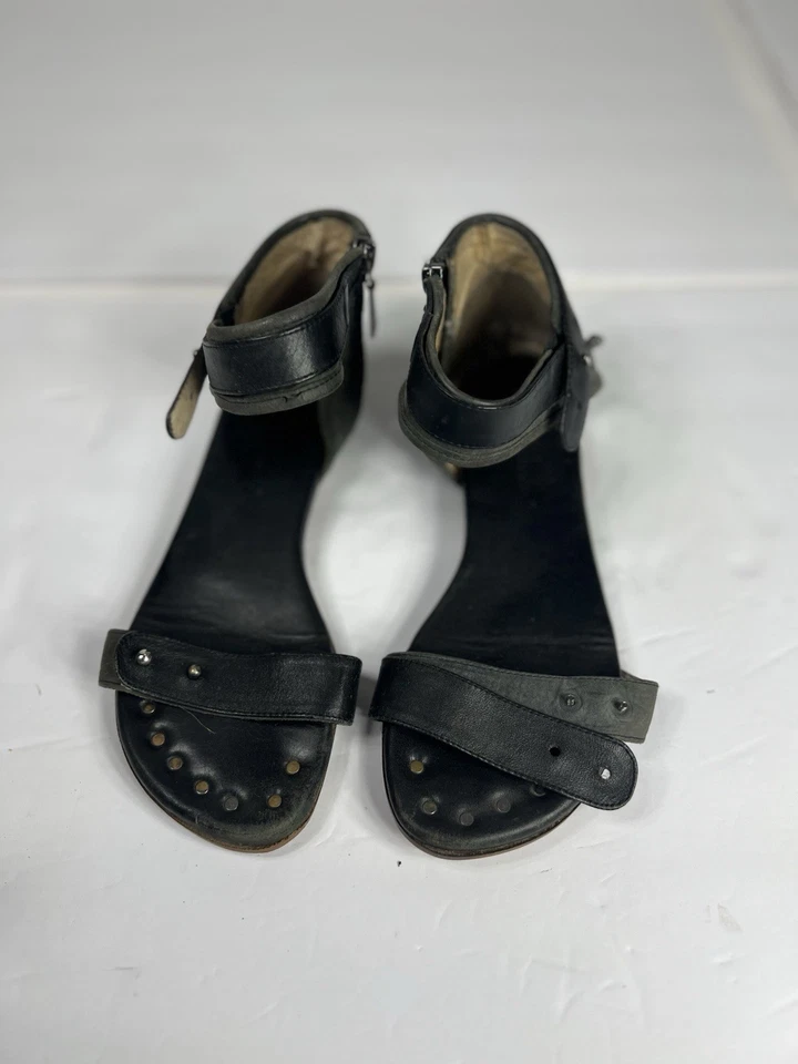 Sandalias Gladiador Matt Bernson Cuero Negro Tachuelas Talla 7 Cremallera De Colección Foto 2 de 4