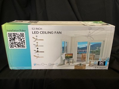 + Sofucor 52'' LED Solid Wood Ceiling Fan 6-Speeds Black/Walnut NEW