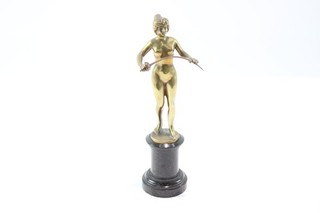 Vintage Solid Brass Figurine / Statuette of Woman w/ Sword H:20cm 460g