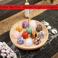 Natural Crystal Canelé Incense Holder Chakra Stone Stick Incense Burner for Yoga