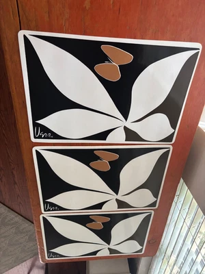 3 VINTAGE RETRO MCM VERA VINYL SCHWARZ WEISS & SCHMETTERLING TISCHSETS - Bild 1 von 4