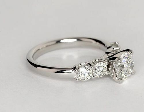 Verlobungsring Ehering weiß Rundschliff 2,10ct Moissanit 14K Weißgold Größe 8 - Bild 4 von 5