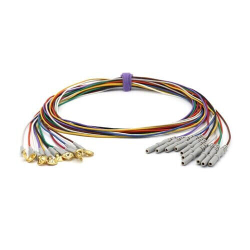 EEG Cable 10 leads Leadwires Golden Plated Cup Electrodes Din 1.5mm,10pcs  NEW - 第 1/7 張圖片