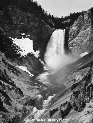 Waterfall Yellowstone National Park 8.5x11'' Photo Print Ansel Adams Landscape 