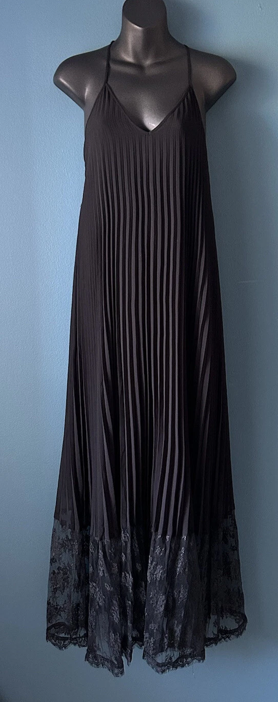 UNDERCOVER Rara camicia da notte Victoria's Secret fisarmonica plissettata pizzo romantica sexy maxi Y2K