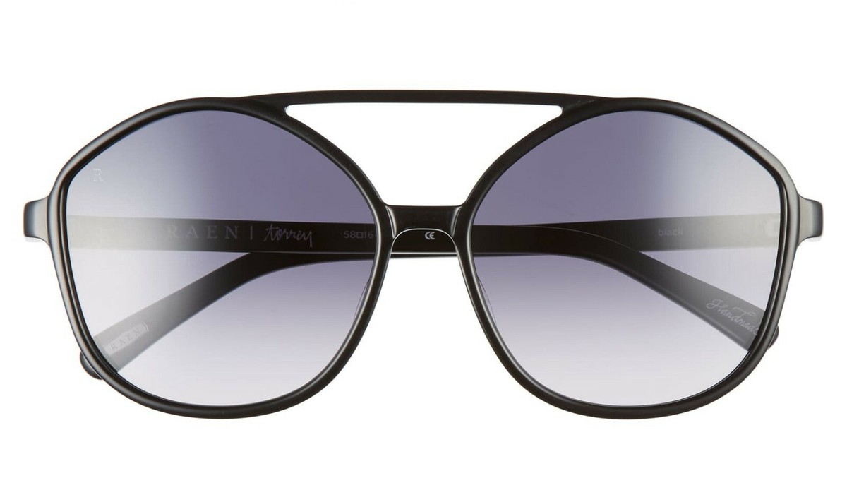 RAEN TORREY Round AVIATOR SUNGLASSES with BLACK Frame SMOKE  display picture 1