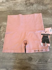 Thalia Sodi Knit Waist Shaping Shorts Firm Control Shapewear Size L Pink