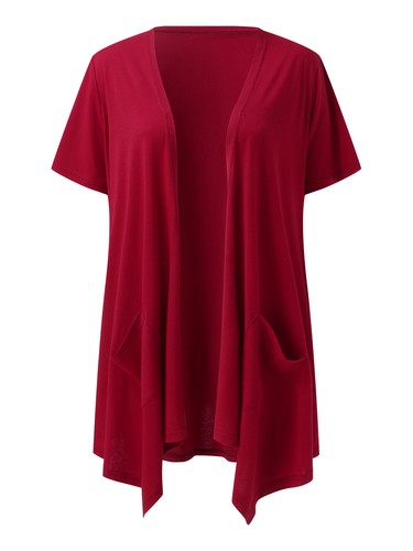 Damen Kurzarm vorne offen Achselzucken Bolero Top durchsichtig Chiffon Cardigan Bluse Top - Bild 8 von 22