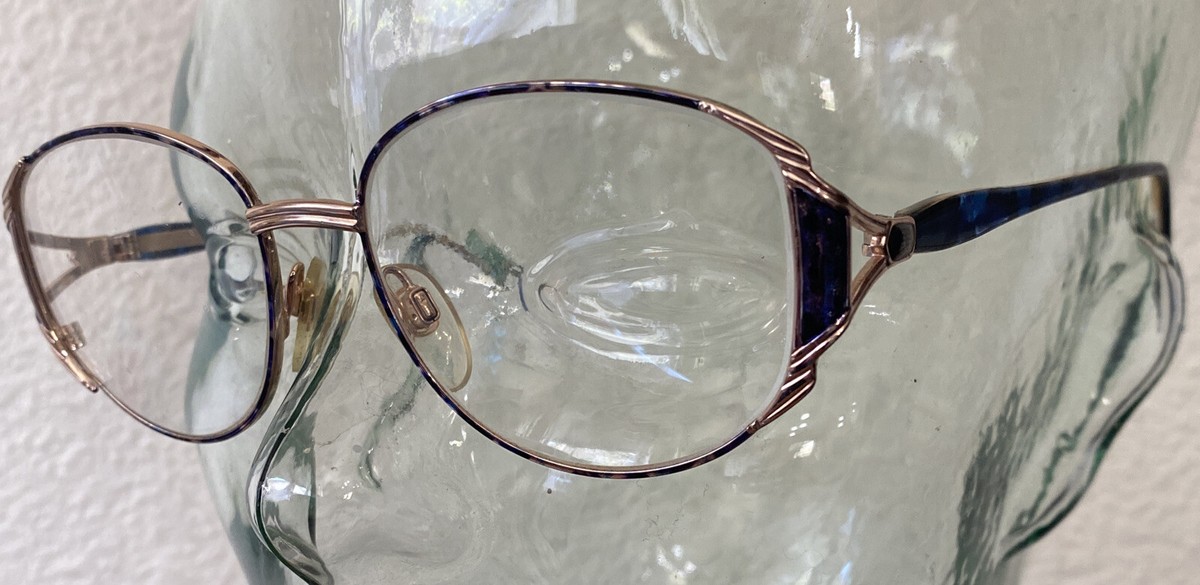 Authentic Vintage Givenchy Eyeglasses Gold Blue Marble