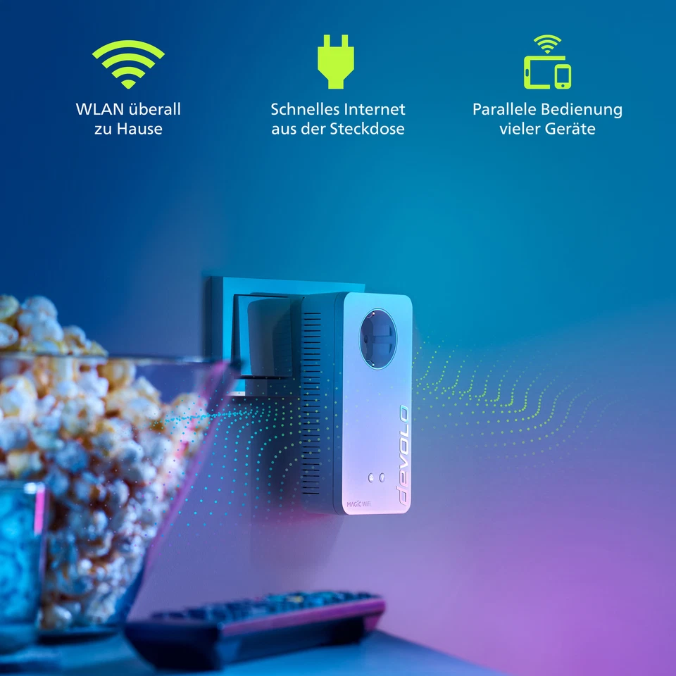 devolo Magic 2 WiFi 6 Powerline 2400 Mbps Mesh WLAN Verstärker 3x Adapter - Bild 4 von 4