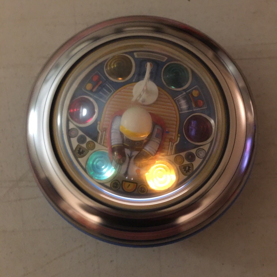 Vintage MT Japan Battery Powered Flying Saucer Pilot Tin Toy Space