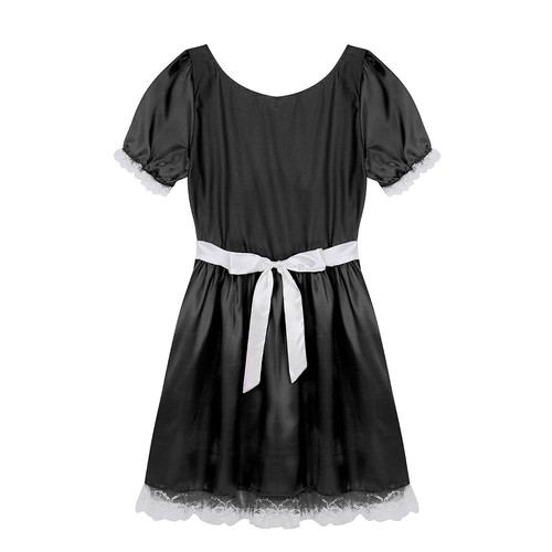 Mens Cosplay Costume Sissy Maid Dress Shiny Satin Lingerie Crossdress Nightwear - 第 7/64 張圖片