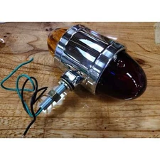 WATERMELON RED/AMBER GLASS LENS DOUBLE FACE CHROME DIE CAST PEDESTAL LIGHT #7813