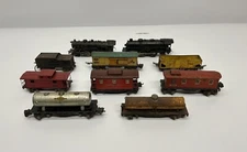 Lot 10 Assorted Vtg Toy Model Train Cars Metal O Gauge Parts As Is
