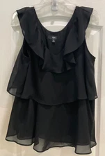 Mossimo Women's Blouse Top Size Large Black Layered Sleeveless Sexy 92