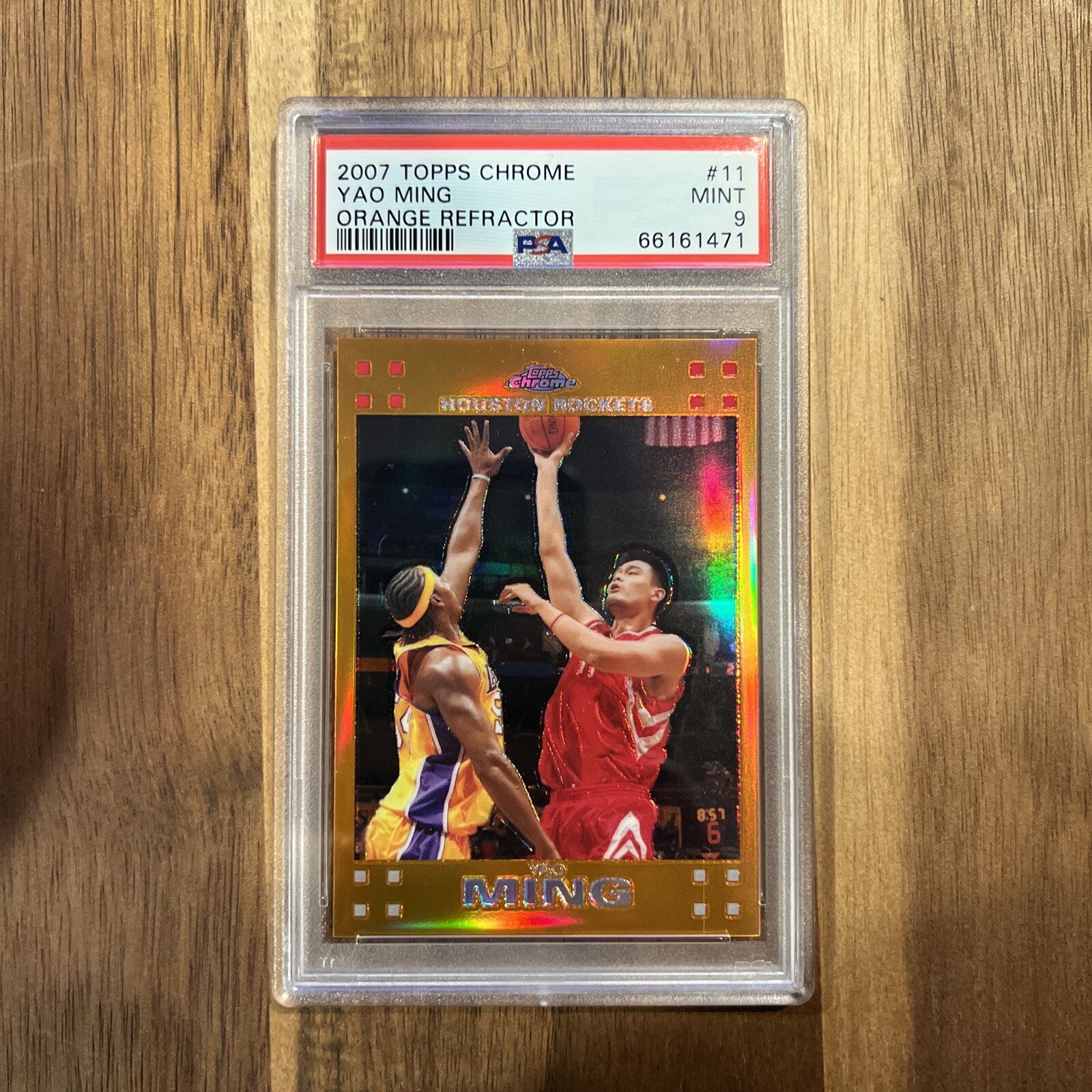 YAO MING 2007-08 TOPPS CHROME ORANGE REFRACTOR SP 7/199 ROCKETS - PSA 9 - POP 4