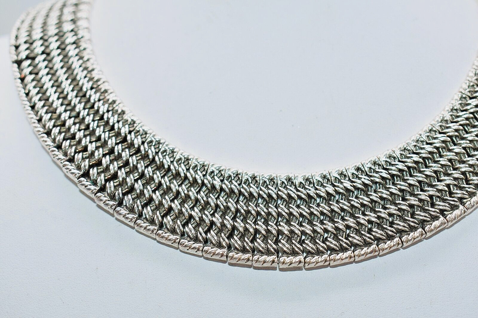 Napier Silver Tone Textured Link Statement Neckla… - image 2