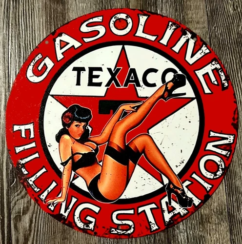 Texaco 12" Diameter Vintage Novelty Metal Sign Made In USA New!