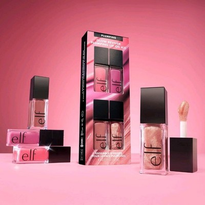 e.l.f. Glow Reviver Plumping Lip Oil Kit, w/2 exclusive shades. Plumping Shimmer